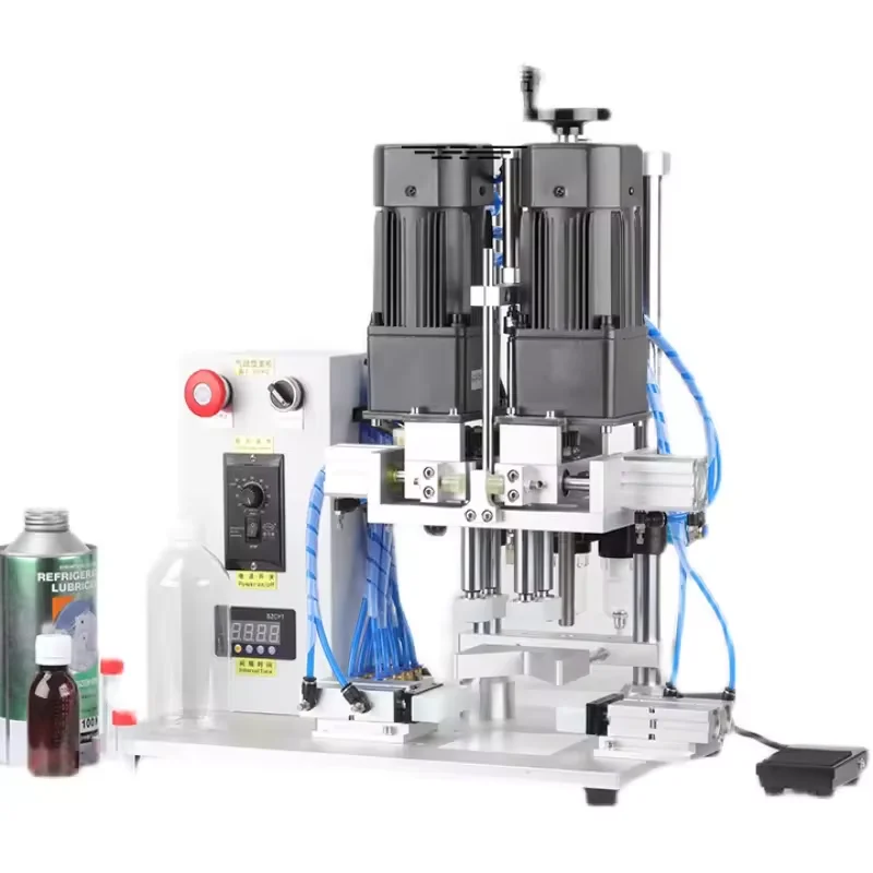 Bottle Screw Capping Machine Tightening Manual Small Semi Automatic Manual Operation Desktop Semi Automatic Threaded Cap Clampin
