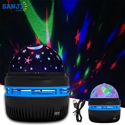 Sanjicook Led Kleurrijke Sterrenhemel Projectielamp Roterende Magische Bal Maan Ster Crystal Night Light Slaapkamer Decoratie Verlichting