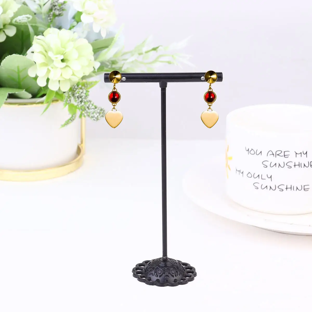 

3Pcs T Shape Earring Display Stand Black Iron Jewelry Organizer for Earrings Bracelets Keys Retail Craft Show Decor