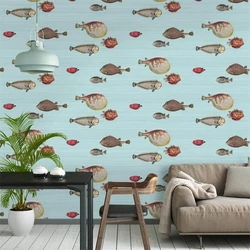 custom nordic mural wallpaper home decor blue back sea fishes scandinavian vinyl wall stickers for living room home decoration