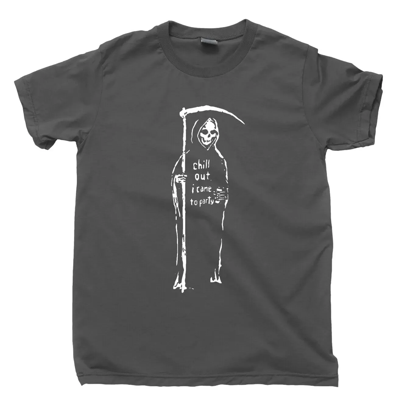 Grim Reaper Drinking Beer T Shirt Ring Necklace Poster Hood Death Mask Robe Tee