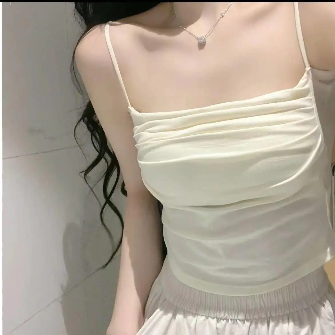 plus Size Slim Fit Tank Top Women's Short Style Inner Wear Outer Wear Spring Season with Chest Pad Beautiful Back Design