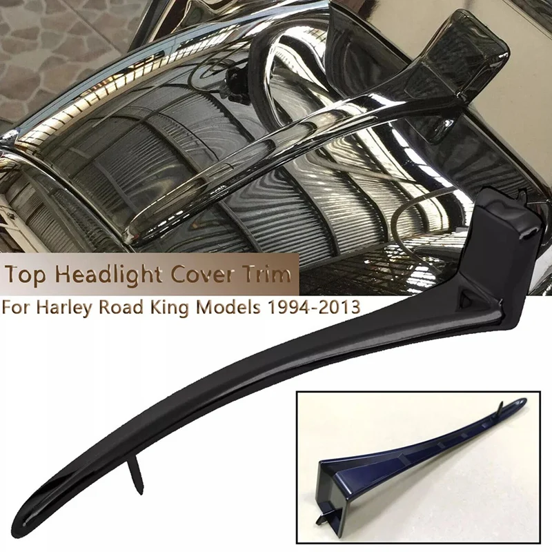 Black Top Headlight Cover Trim Spear Fit For  Road King FLHR Classic FLHRC