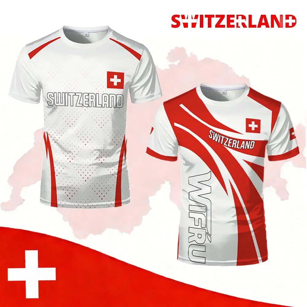 

Switzerland Flag Print T-Shirt Men's Breathable Quick-drying Sports Tee Football Jersey Men Wome Casual O-Neck Short Sleeve Top