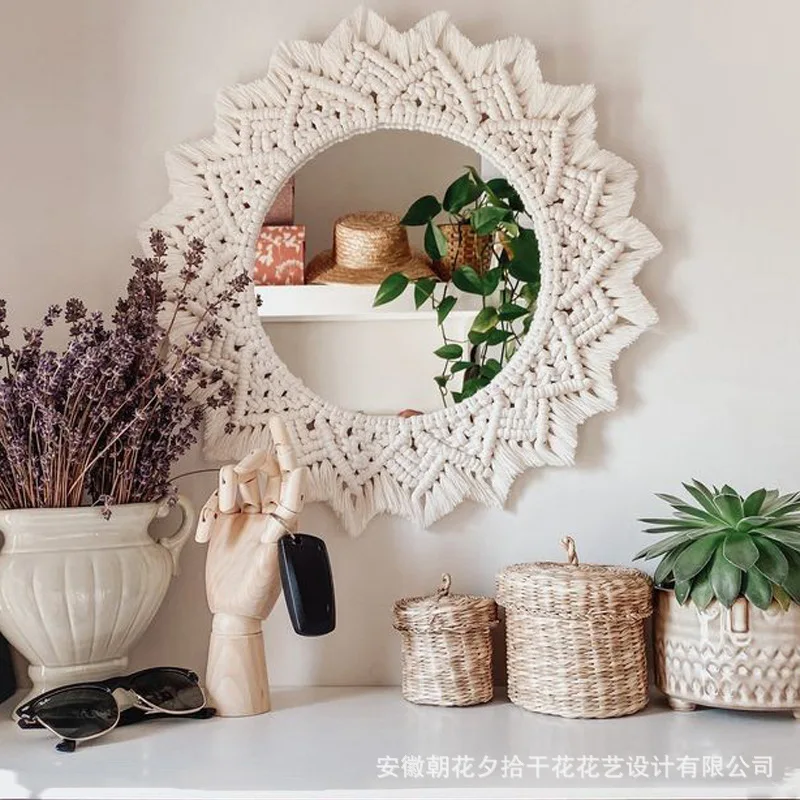 Nordic style home furnishing, famous hotel, store decoration mirror, bohemian tapestry mirror, hotel wall decoration mirror