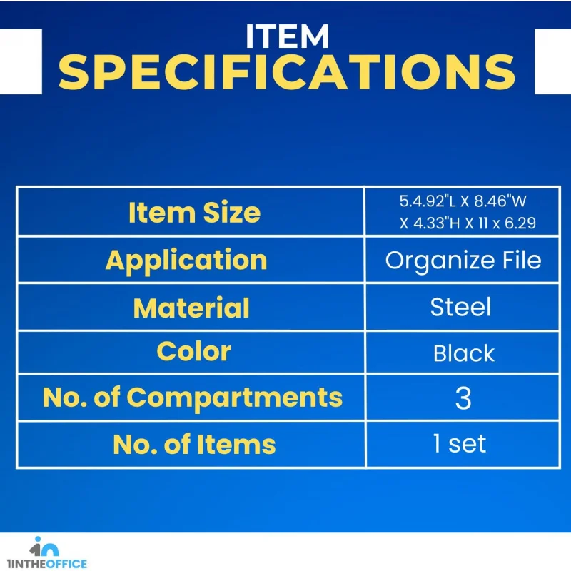 Desk Baskets and Organizers Tray, Black Mesh , Wire , 3-Compartment Stackable