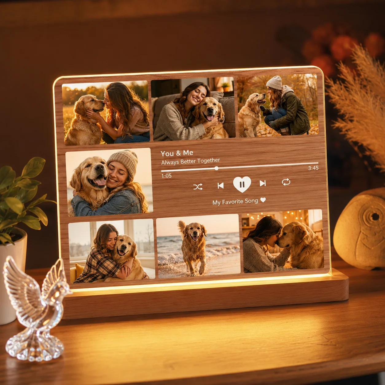 Personalized Couples Gift Acrylic Led Light Custom Picture Love Message Music Bluetooth Speaker Night Lamp For Bedroom Him Her