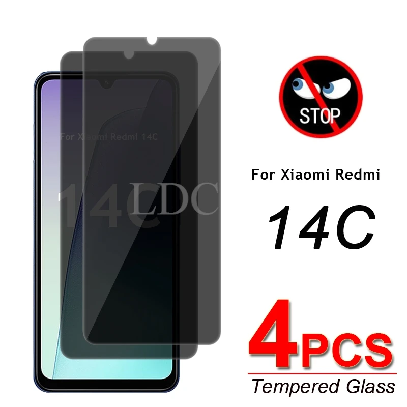 

4Pcs Anti-Spy Glass Film Xiaomi Redmi 14C Glass Redmi 14C Privacy Screen Protector Film Redmi 14C Tempered Glass