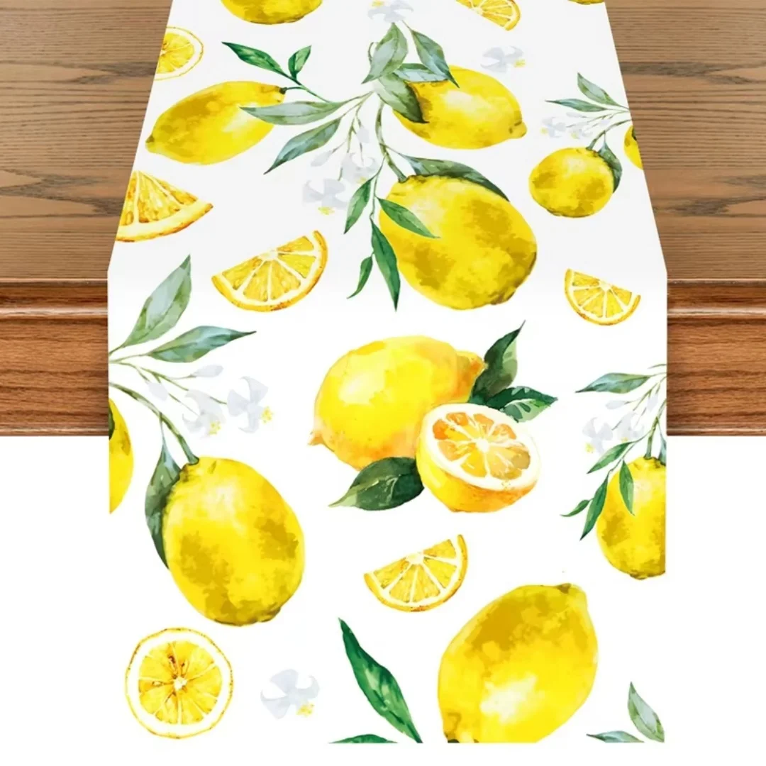 Summer Lemon Theme Table flag Holiday Wedding Party Decor Watercolor Summer Farmhouse Table Runners Dining Table Cover Decor