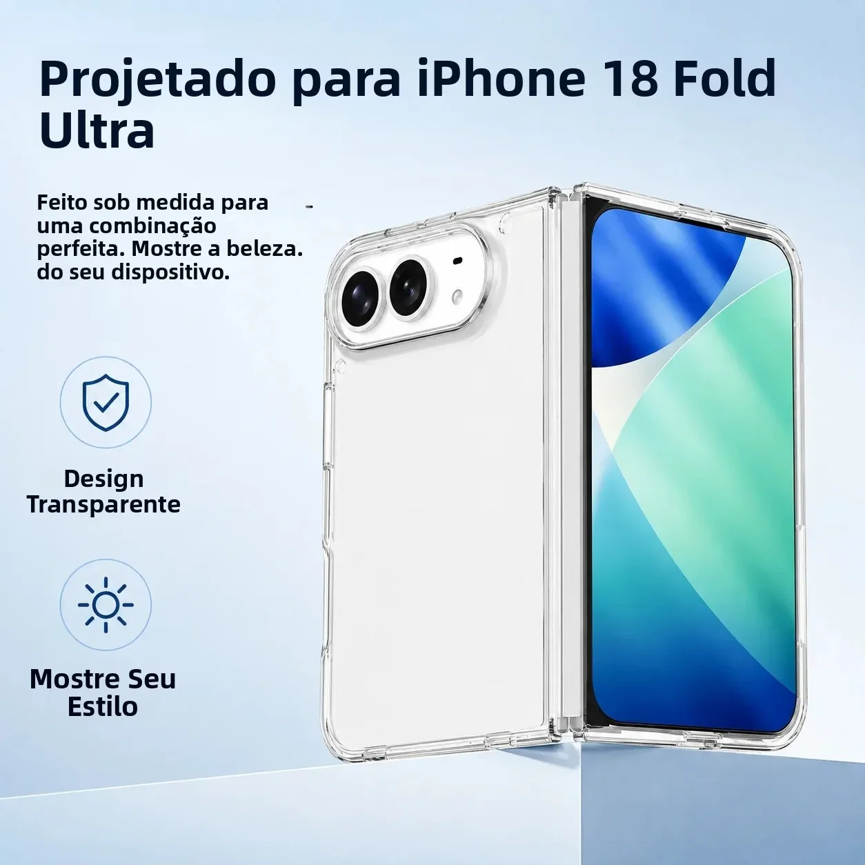 Przezroczyste etui na telefon iPhone Duo 18 Fold 17 16 15 14 Plus 13 12 11 Pro Max, przezroczysta, odporna na wstrząsy, ochronna obudowa. — zdjęcie produktu 3