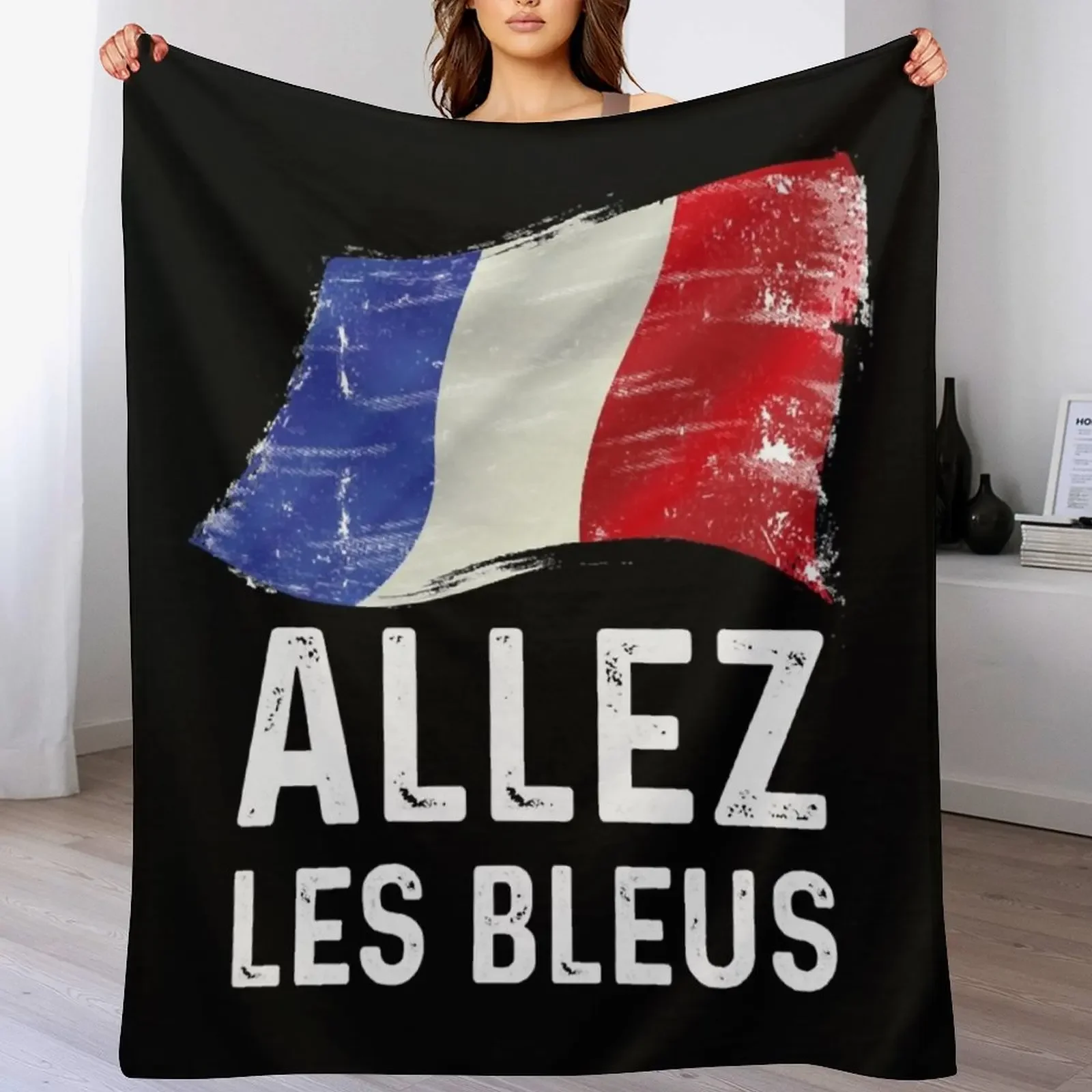 Allez Les Bleus Throw Blanket Beautifuls wednesday Soft Plush Plaid Blankets
