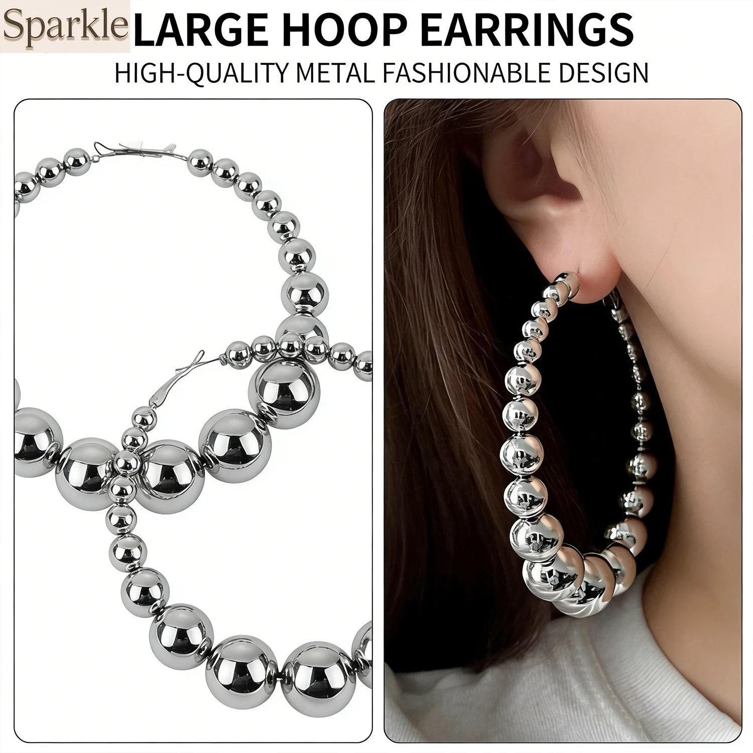 

2026 Vintage Gold Beaded Hoop Earrings for Women Exaggerated round Circle Big Jewelry Female Pendant Gift