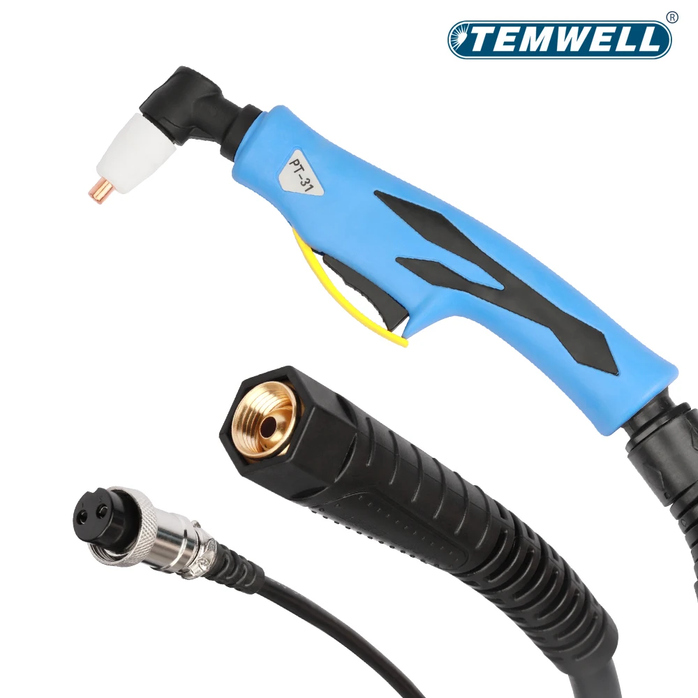 TEMWELL PT31 Plasma Cutting Torch 3M 5M Cable PT-31 Torch for M16x1.5CM 30-55A Air Cooled Plasma Cutting Machine CUT50 CUT55