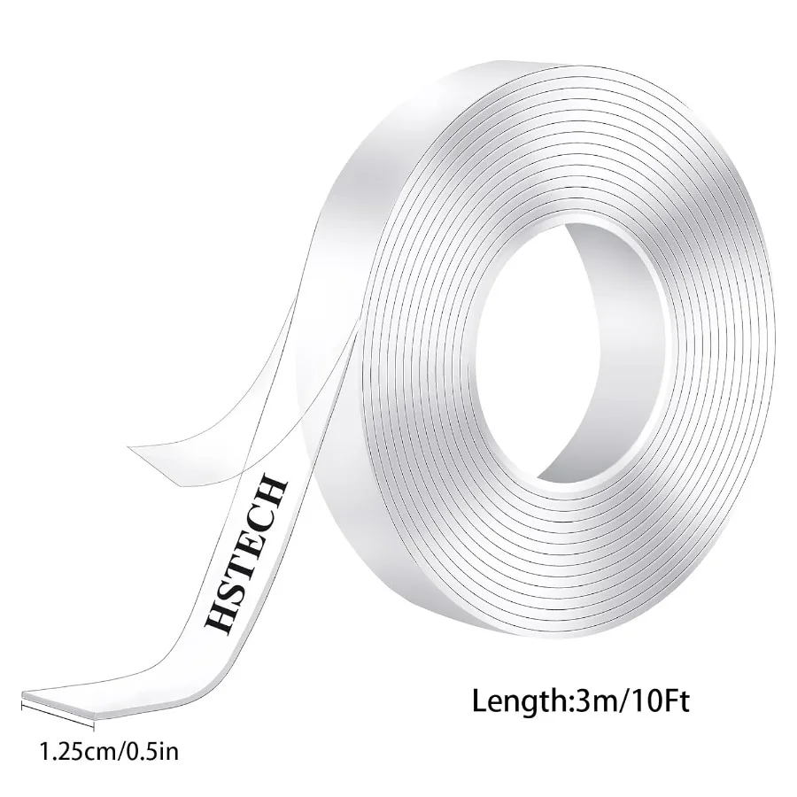 1 2in 10ft fita dupla face resistente acrílico pegajoso fita de montagem claro removível forte adesivo dupla face para sinal foto p