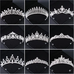 Silver Crown Bride Wedding Hair Accessories Headwear Bride Tiara Crown Jewelry Wedding Hair Tiara Crystal Birthday Crown
