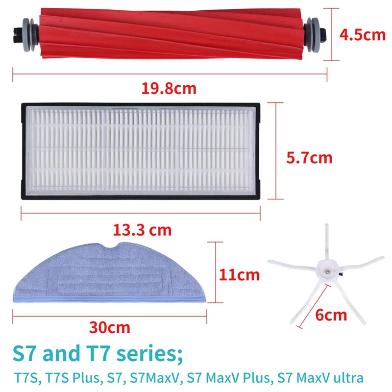 1ชุดแปรงหลักแปรงด้านข้าง HEPA Filter สำหรับ Roborock S7 S7 Plus T7S G10หุ่นยนต์เครื่องดูดฝุ่นอุปกรณ์เสริม