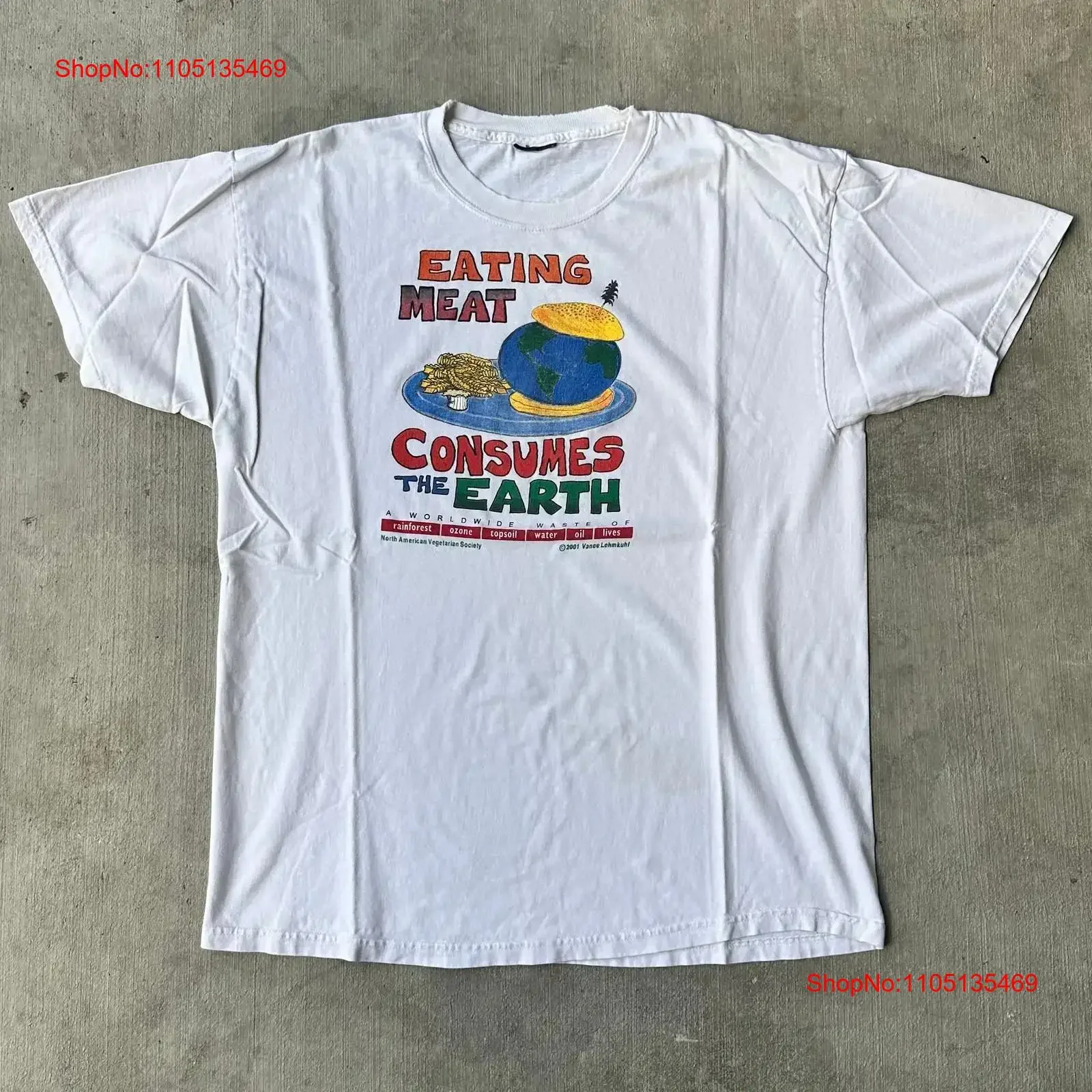 Vintage Y2K vegetarian eating meat consumes the earth graphic vegan shirt vintage Washed Slightly Soft designer clothes Casual
