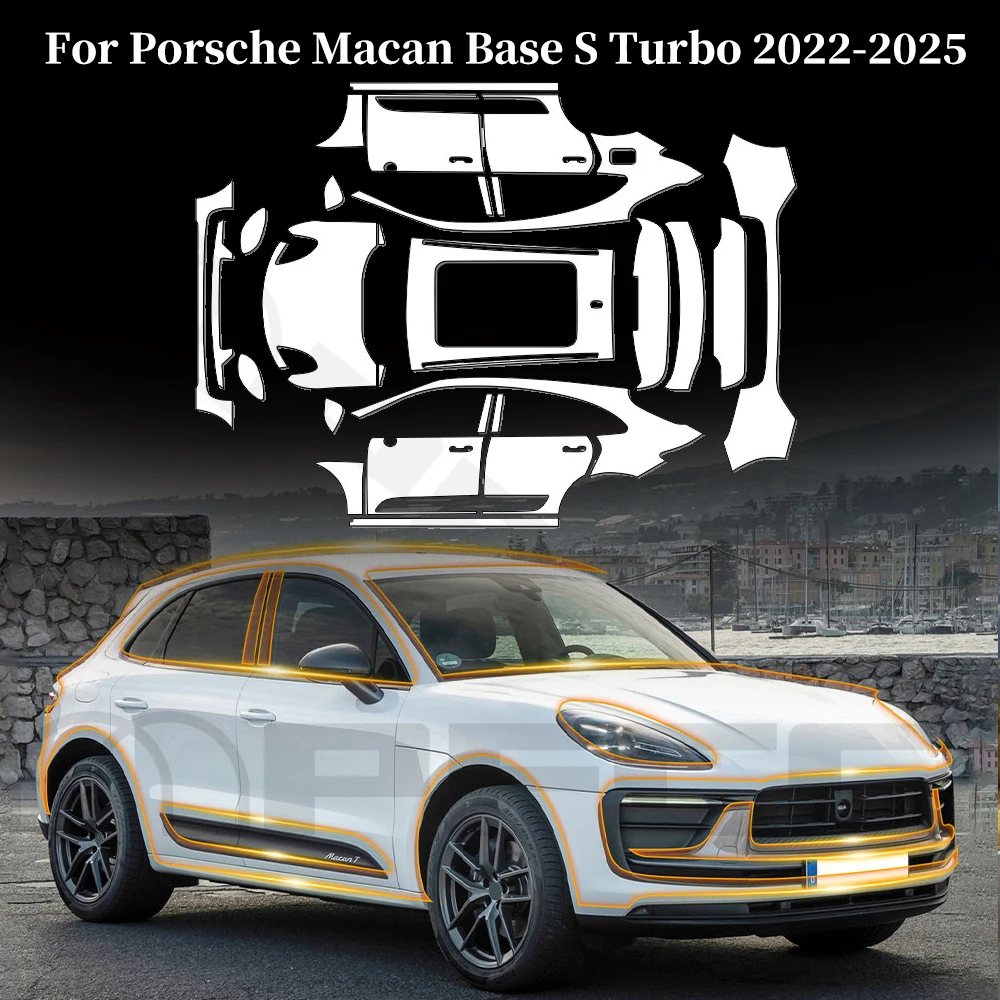 

For Porsche Macan Base S Turbo 2022-2025 Anti-Scratch TPU Paint Protection Film Pre-cut PPF Car Body Clear Bra Resistant Cover