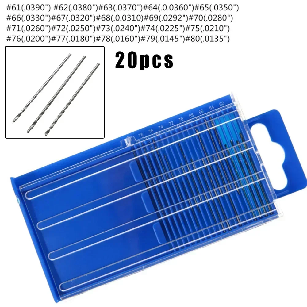 الدقة الحرف مجوهرات ساعة إصلاح مايكرو لقمة ثقب مجموعة 20 قطعة صغيرة HSS بوصة مثقاب مجموعة في صندوق مصمم خصيصا #6