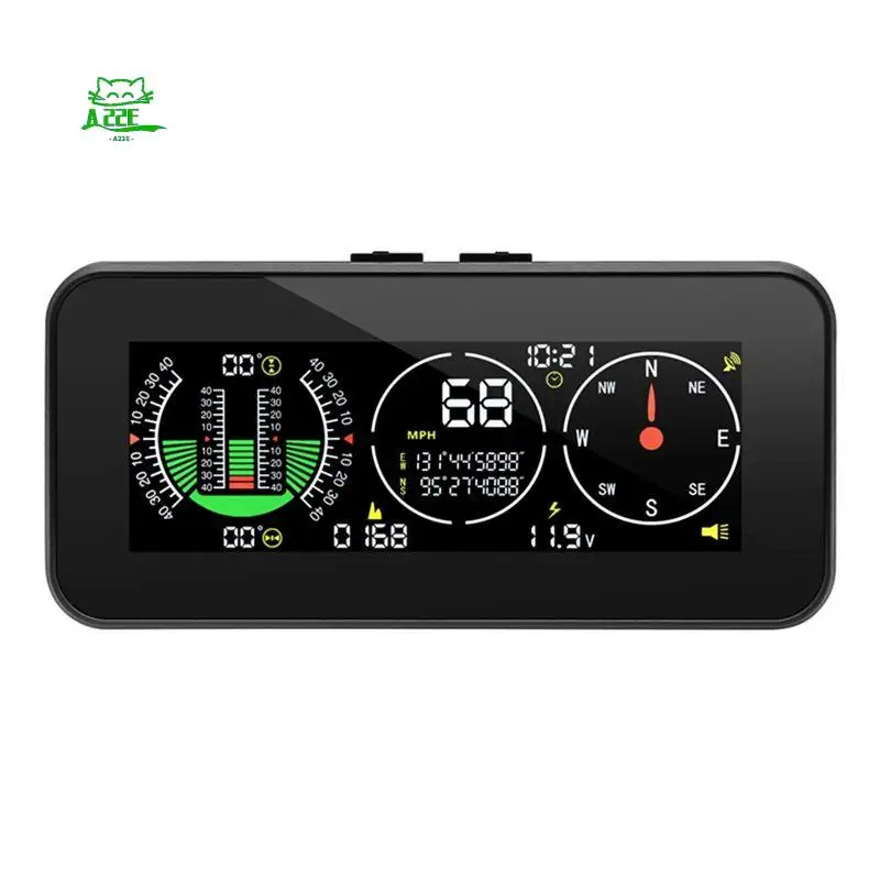 A22E-Car HUD Head Up Display Inclinometer Compass Speedometer GPS Overspeed Alarm Digital Speed Slope Meter Car Parts