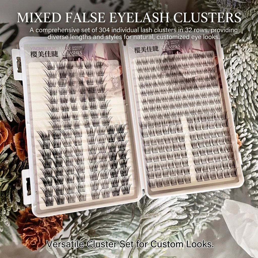 32rows Individual Fake Lashes Book Mixed-style False Eyelashes For Daily Makeup Party C Curl Synthetic Fiber Lash Large Capacity