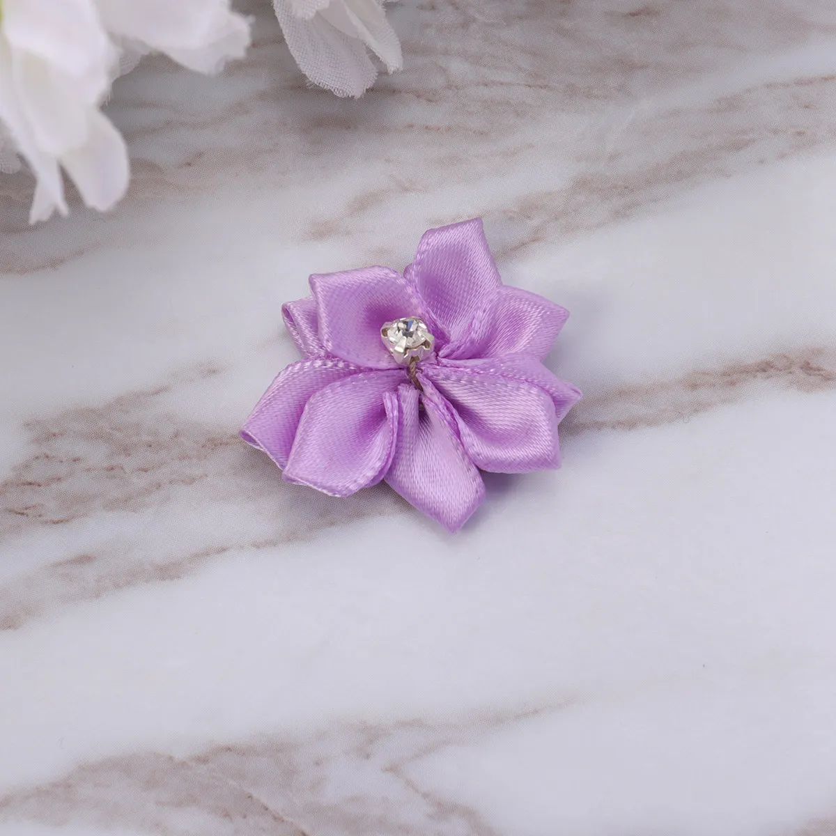 40Pcs Flower Headbands 3Cm Diamond Decor Baby Girls Soft Comfortable Headwear DIY Floral Hair Band Mixed Colors