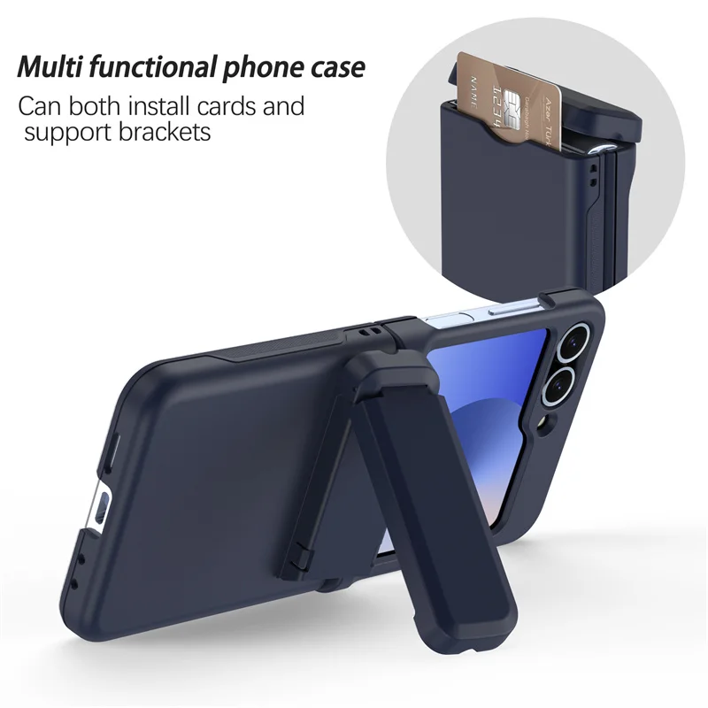

Wallet Card Insertion Folding Phone Case for Samsung Galaxy Z Flip 5 6 7 FE Shockproof Bracket Hinge Cover for Galaxy Z Flip7