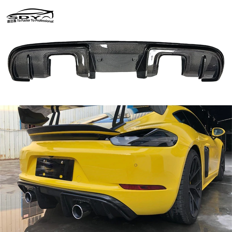 

718 Cayman Boxster GT4 Style Carbon Fiber Rear Bumper Lip Rear Diffuser for 718 Cayman Boxster