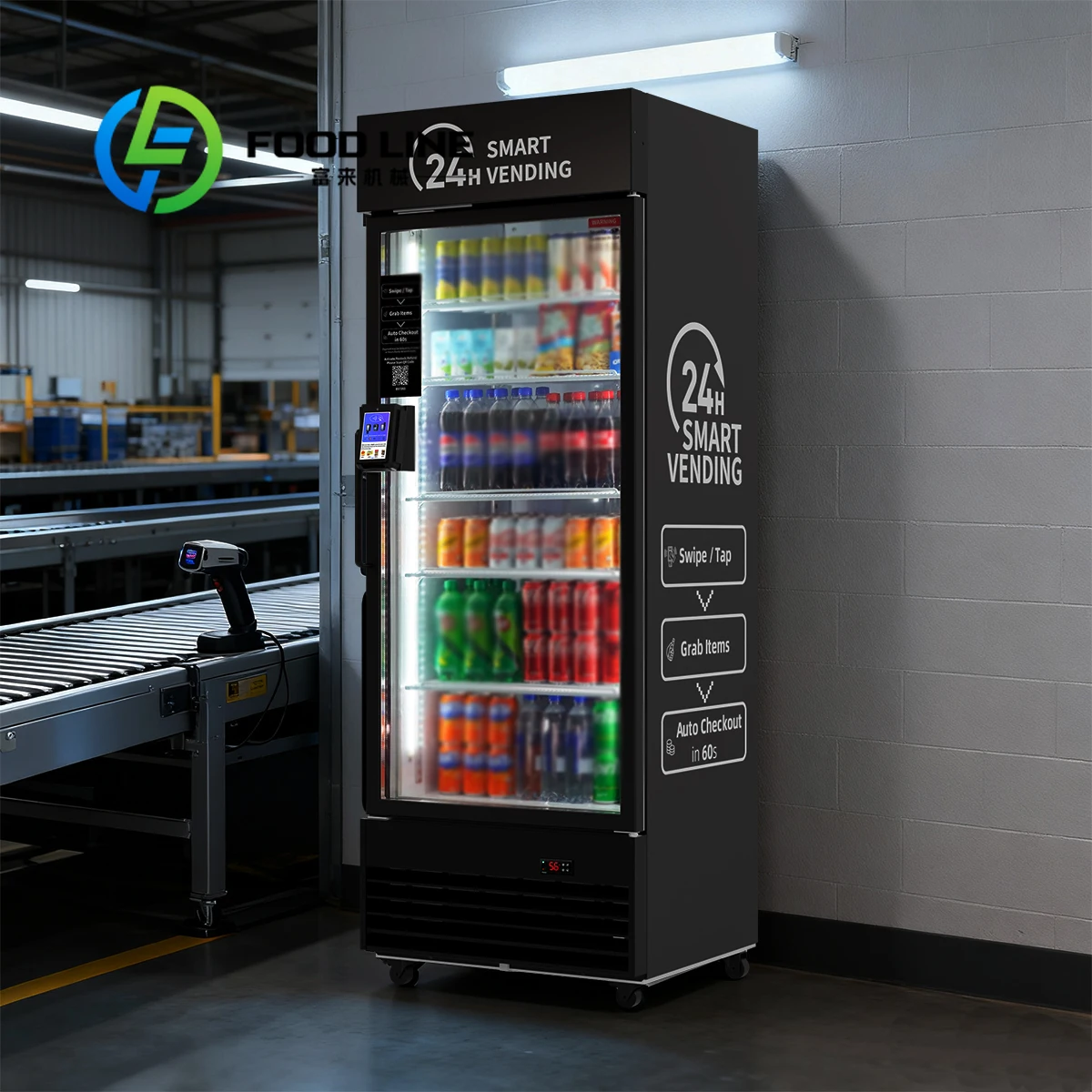 

Автоматический торговый автомат для закусок и воды, заводской удобный магазин, еда, напитки, закуски, напитки, торговый автомат AI