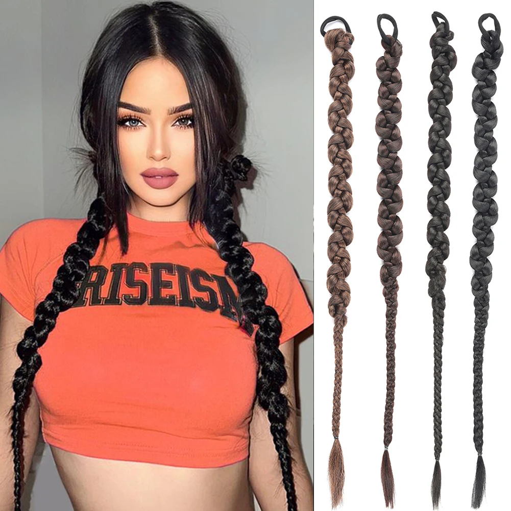 

Braided Ponytail Long Twist Braided Ponytail Synthetic Extension Hair Accessories Hip Hop Y2K Girl 2 Pieces Hair Extension