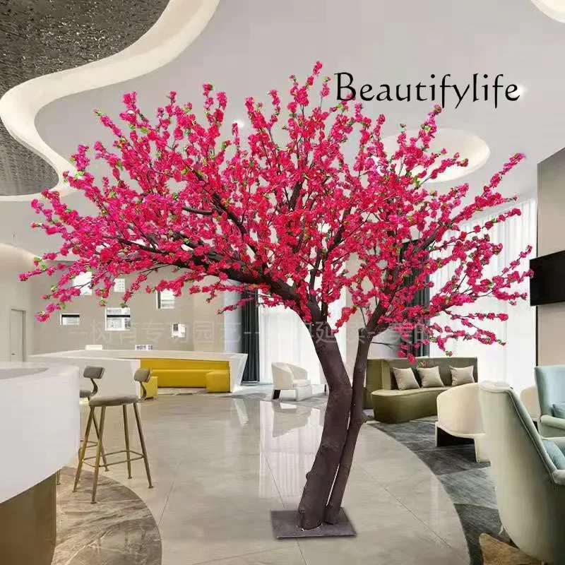 Solid wood trunk shopping mall wedding decoration Simulation pear blossom peach blossom tree cherry blossom shape fake  natural
