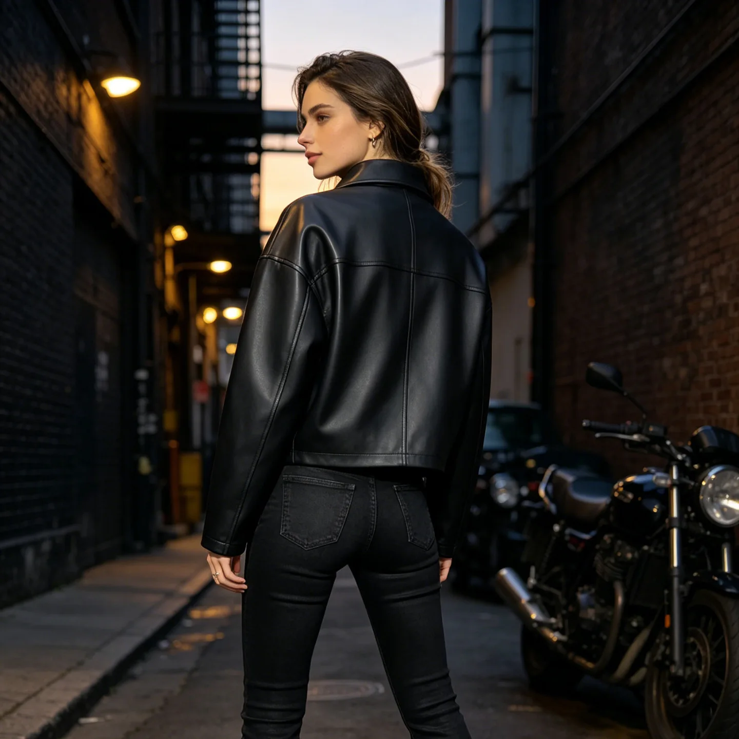 New Autumn/winter Collection: Simple. And Stiglich Black Leather Jacket With A Short Design And A Notched Lapel, Perfect. For