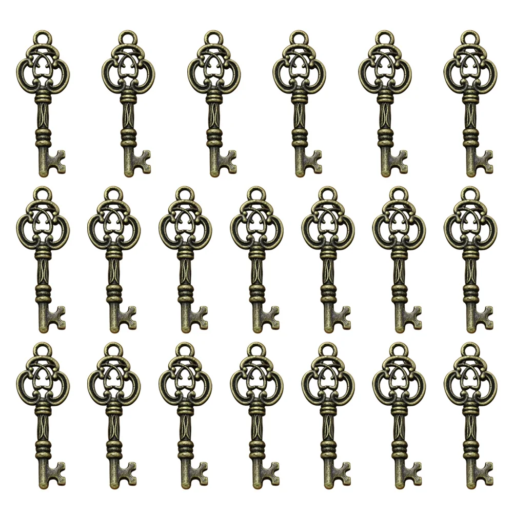 

20pcs Alloy Hollow out Key Pendants Charms DIY Jewelry Making Accessory for Necklace Bracelet (Bronze)