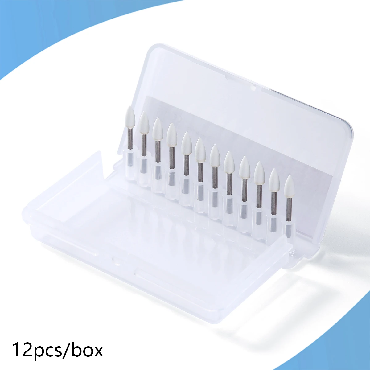 12pcs/Box Dental White Stone Polishing FG 1.6mm Burs Cone/Flame/Round Shape Arkansas Stone FL2 CN1 Finishing Enamel Composite view 6