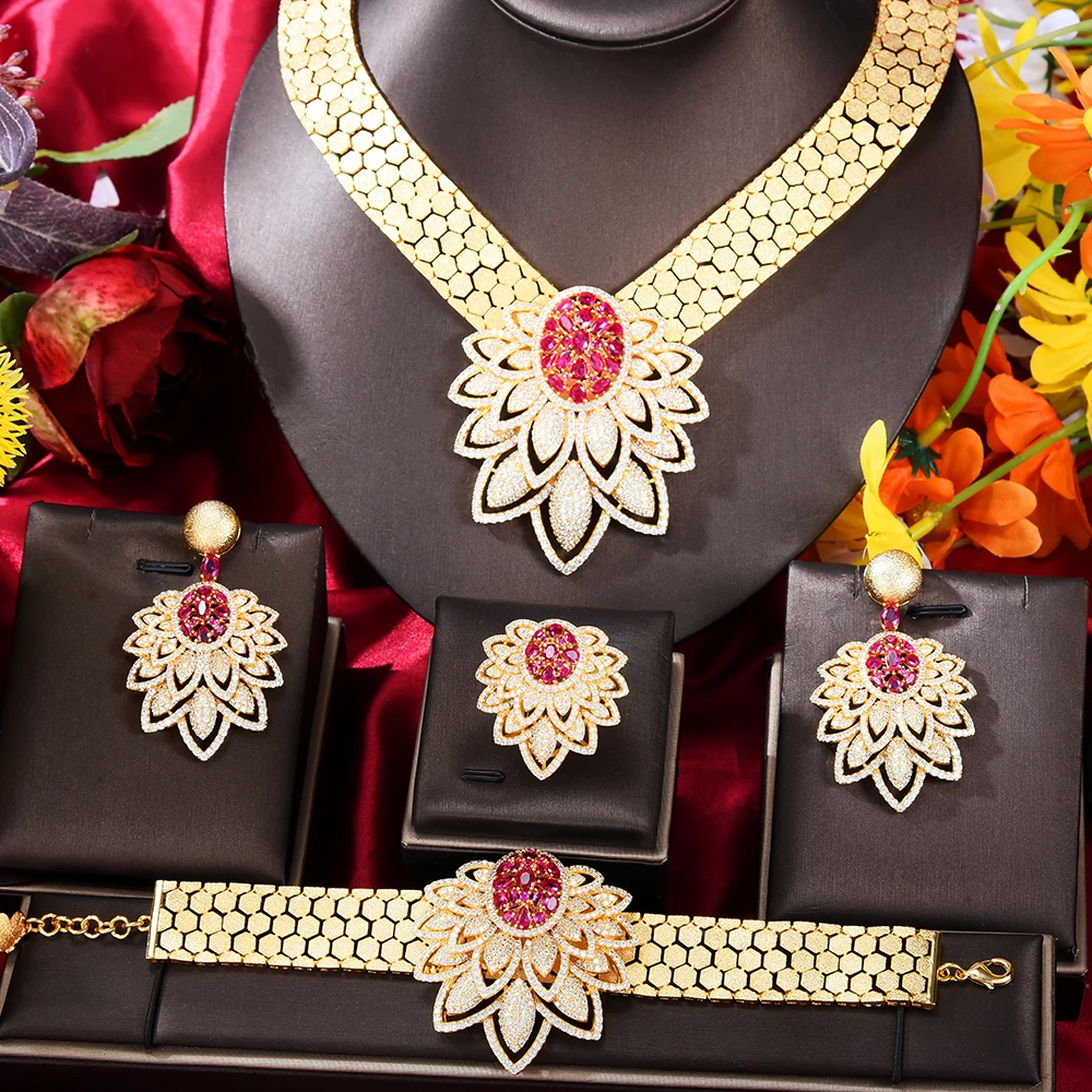 GODKI New Ball African Indian Jewelry Sets for Women Waterdrop Cubic Zircon Jewellery Set Dubai Saudi Party Engagement Accessory