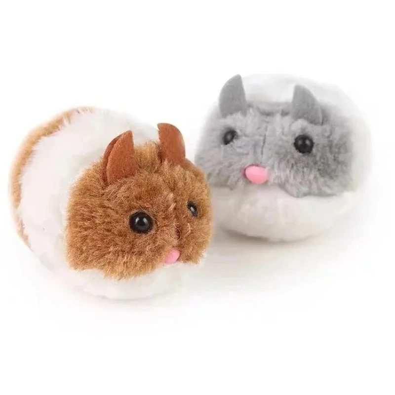 Brinquedos interativos de hamster de pelúcia simulação animal de estimação gatinho segurança mouse de pelúcia brinquedo mecânico vai virar e fugir