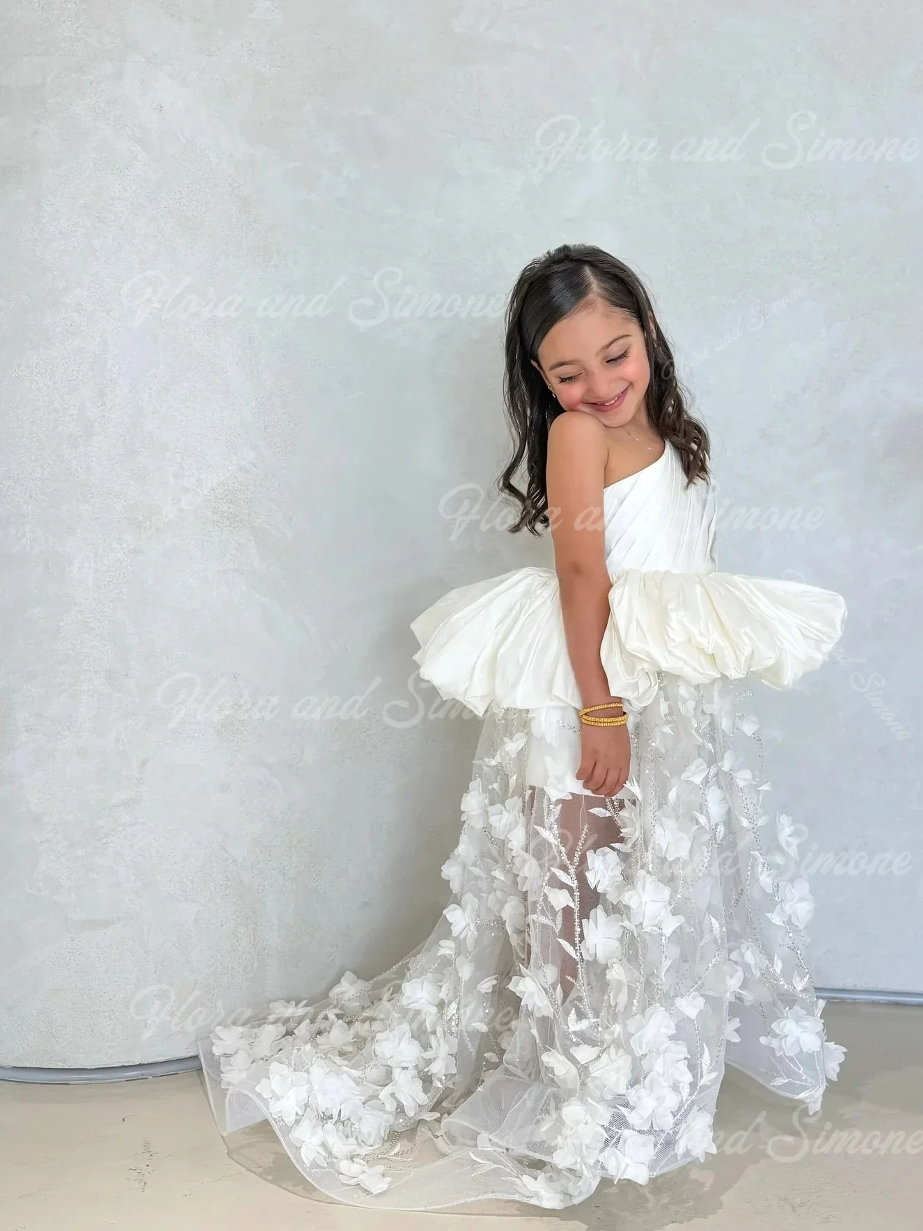 Elegant Formal Evening Dresses Flower Girl Dress Saudi Prom Short Sleeves Wedding Party Gowns Formal Receptions Customized