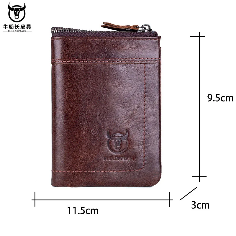 BULLCAPTAIN Genuine Cowhide Men's Wallet Short Coin Purse woman wallet Brand High Quality Designer New Short Wallets men bags