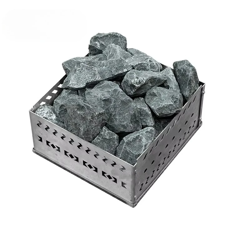 Pedra de sauna ao ar livre Rocha padrão 16 kg/caixa com acabamento finlandês premium e versátil para sauna úmida/seca