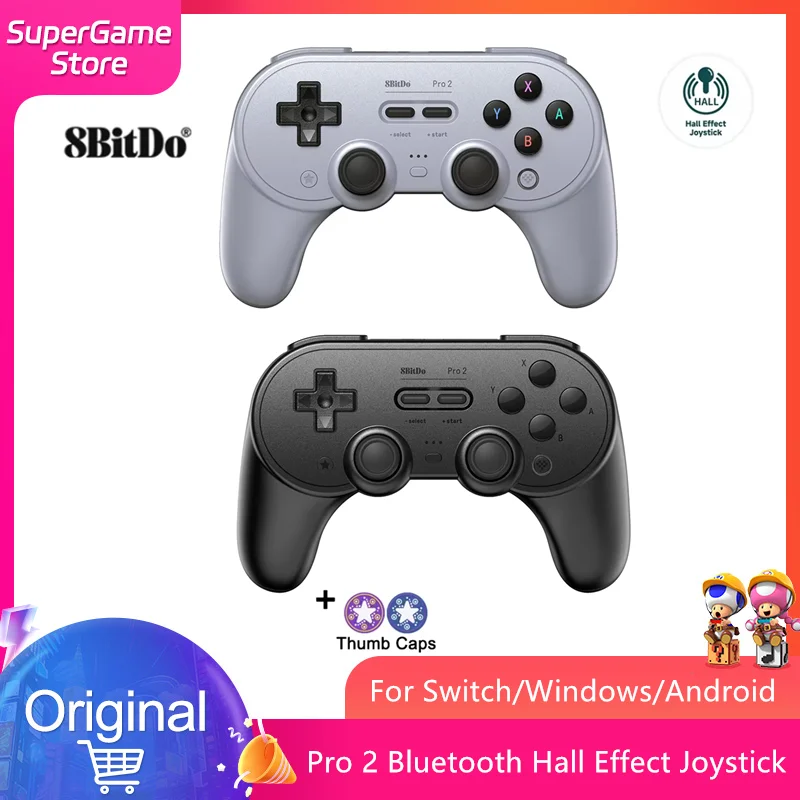 8Bitdo NEW Pro 2 블루투스 게임 패드 홀 효과 조이스틱 Nintendo Switch PC macOS Android Steam Raspberry Pi 게임 컨트롤러