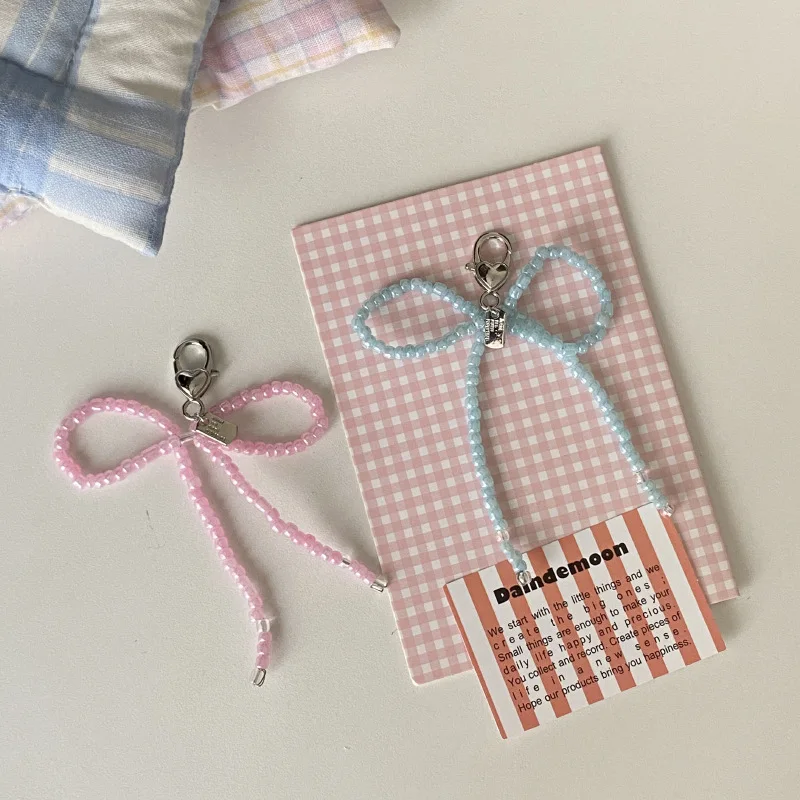 Shining U ちょう結びビーズ電話チェーン 女性用バッグチャームファッションアクセサリーギフト 2個