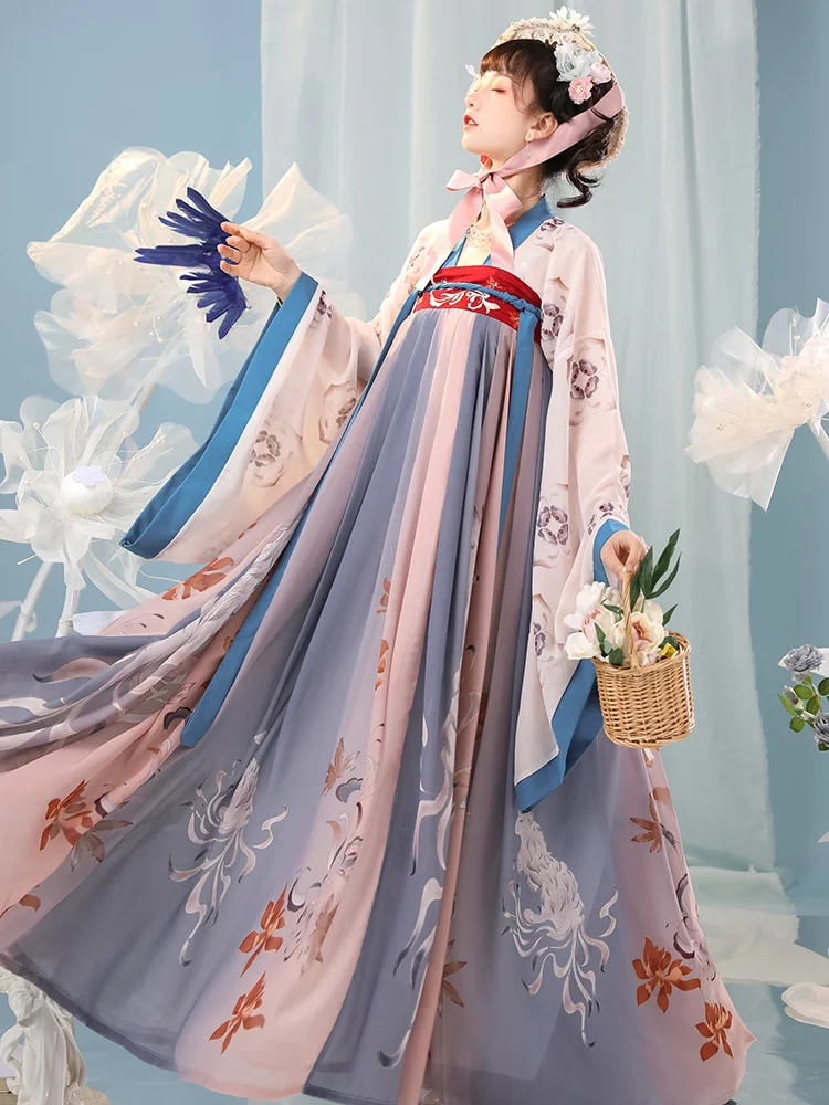 Traditional Embroidery [Little Fox Fairy] Hanfu 4.5 Meters Skirt Hem Woman Ancient Dress Oriental Princess Dress Lolita Dress