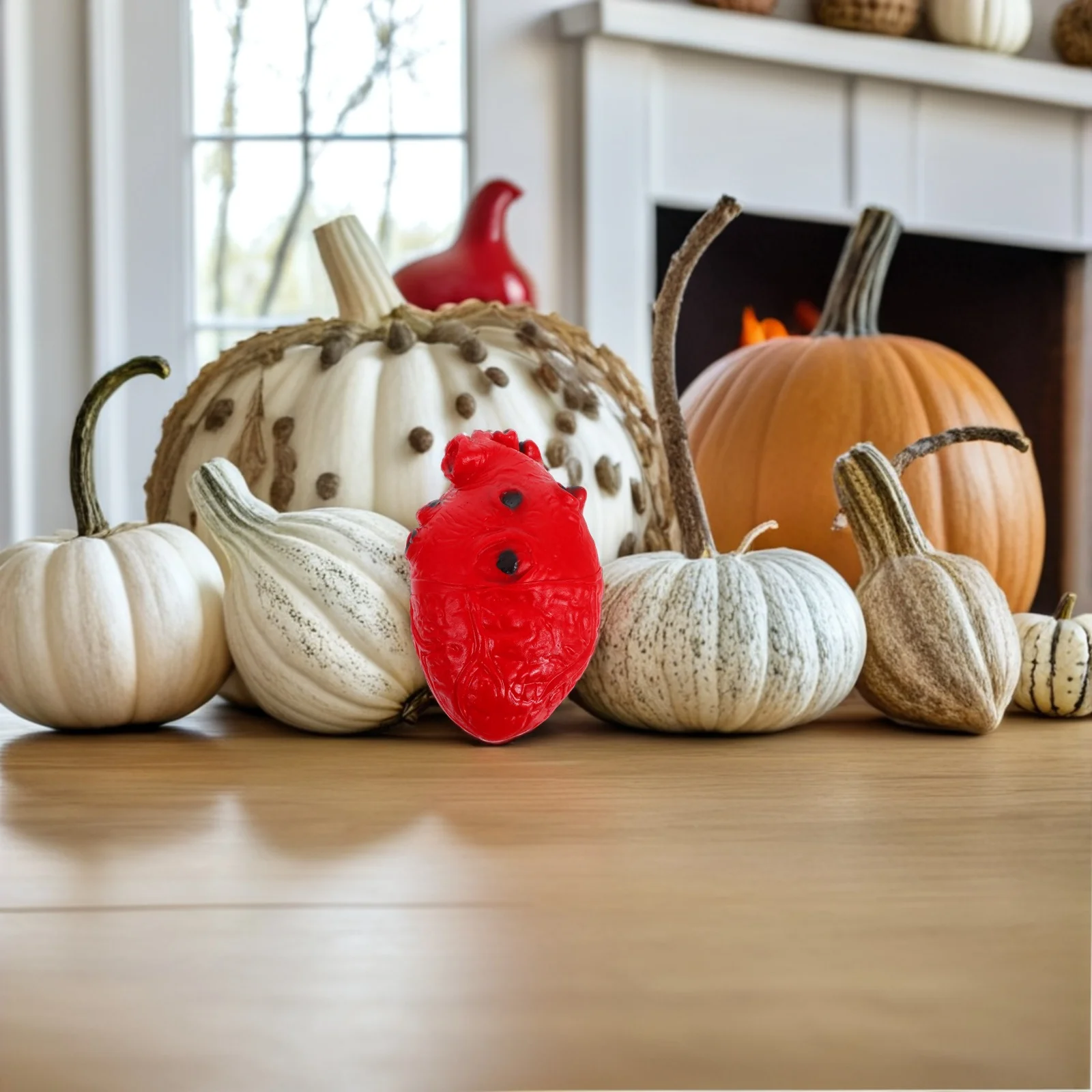

2pcs Halloween Simulation Organ Hanging Pendant Heart Decor Party Props For Haunted House Garden Door Red Reusable