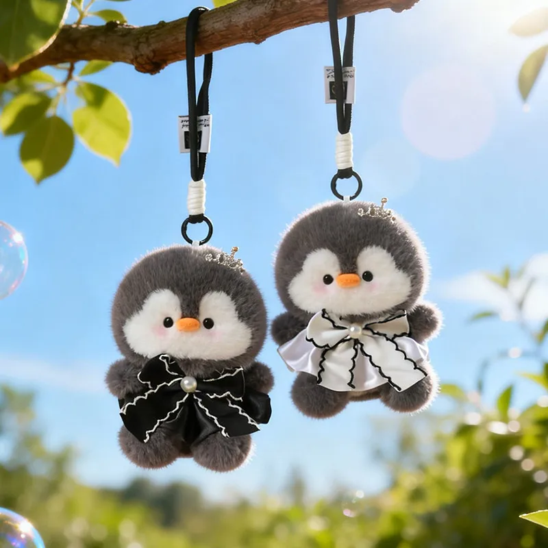 Penguin Family Series Plush Keychain 15cm Faux Mink Fur Cute Pendant Scented Stuffed Animal Bag Charm Removable Outfit for Girls view 3