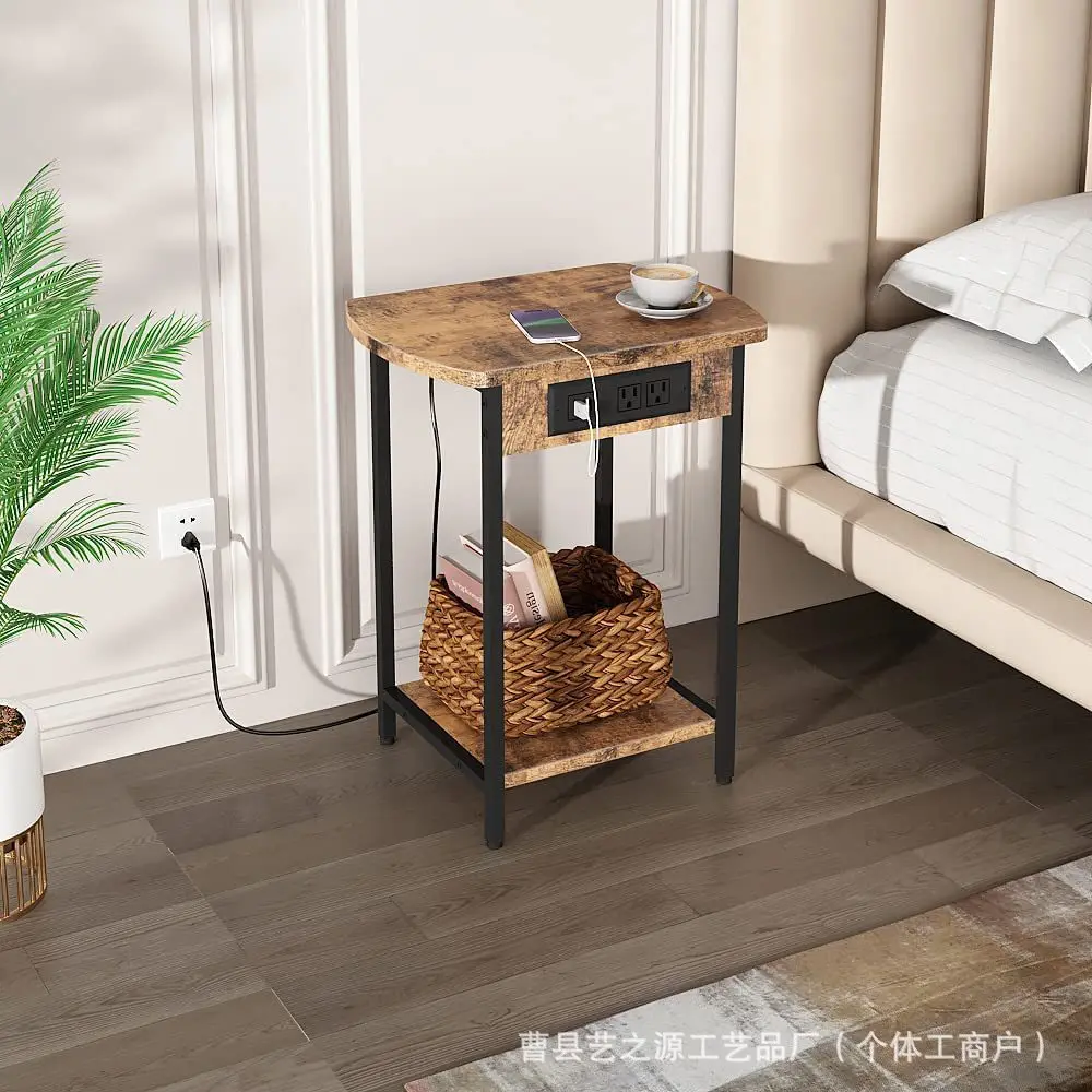 Spot simple multi-layer side table with socket easy to assemble side table coffee table suitable for living room bedroom side