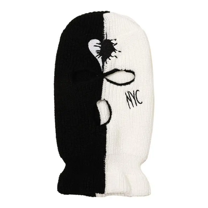 

652F Knitted Full Face Cover Ski Mask for Men, Halloween Thermal Winter Knit Beanie Balaclava for Outdoor Sports