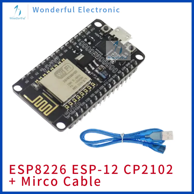 NodeMCU ESP8266 V2 Development Board Wit Cable CP2102 ESP-12F WiFi Module Mirco USB For Arduino/Micropython