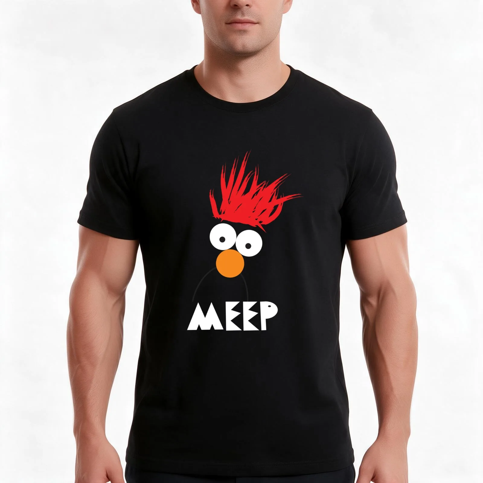 Beaker MEEP T-Shirt, Summer Casual Cotton Tee, Oversized Streetwear Tops, Vintage Graphic Print, Loose Fit Short Sleeve