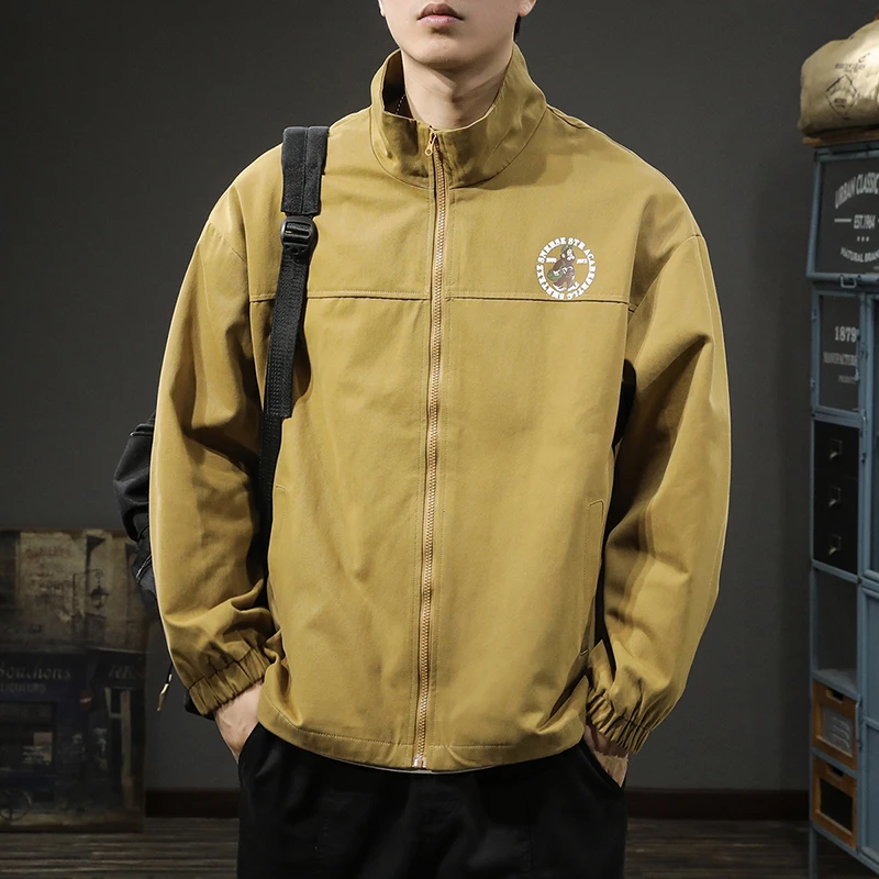 

Spring and fall fashion men's American cartoon printed jacket men's oversized casual lapel coat