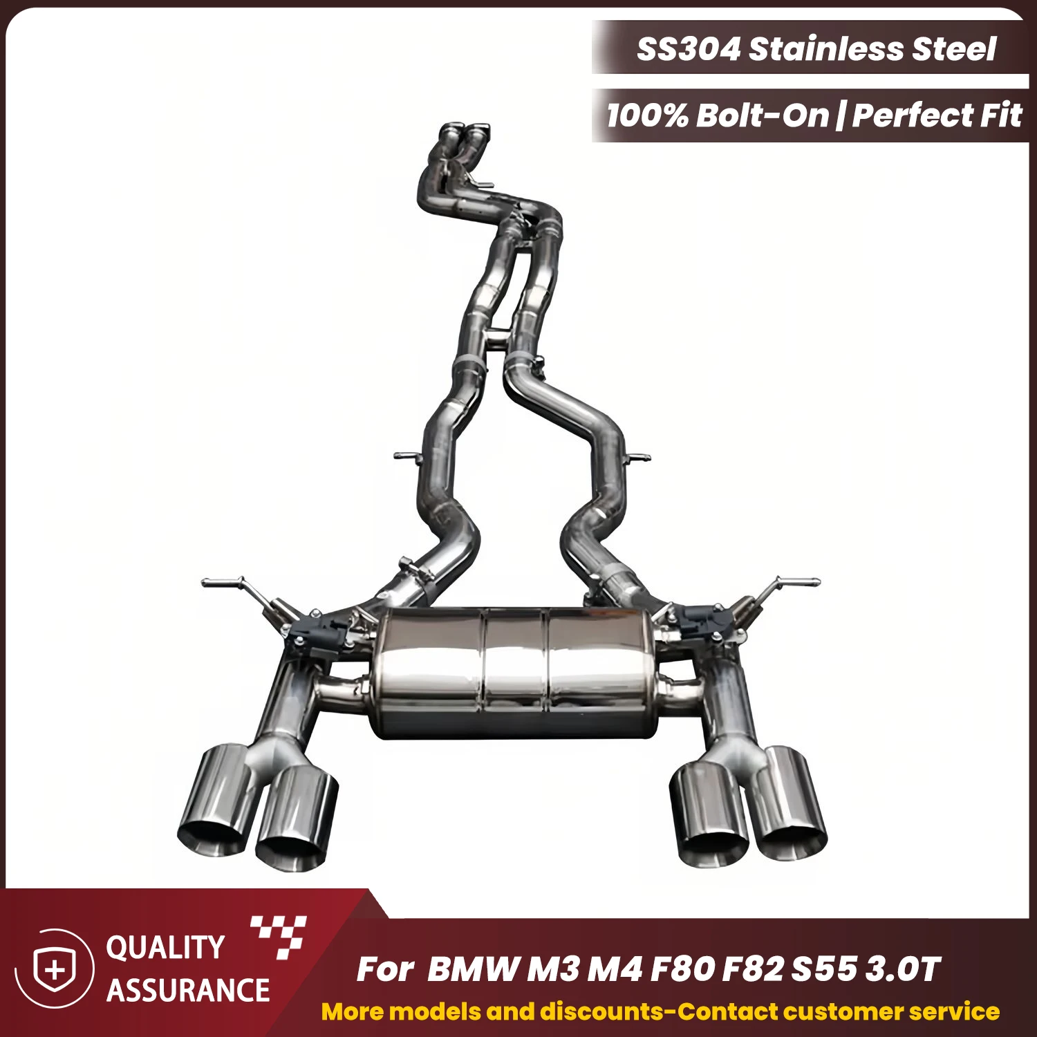 

Performance Supercar Sound ECCF SUS304 Catback Exhaust for BMW M3 M4 F80 F82 S55 3.0T